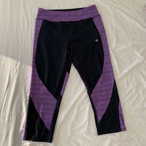 Black and purple champion Capri leggings